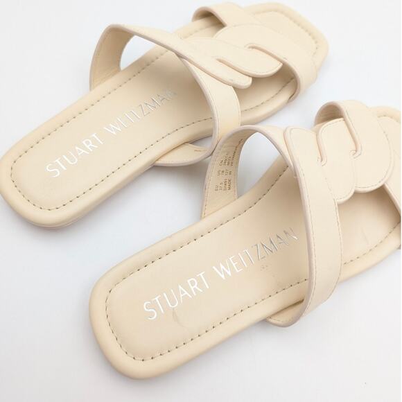 Stuart Weitzman Ibiza Slide Sandal Open Square Toe Women's Ivory Size US7 EU37.5 - Picture 9 of 9